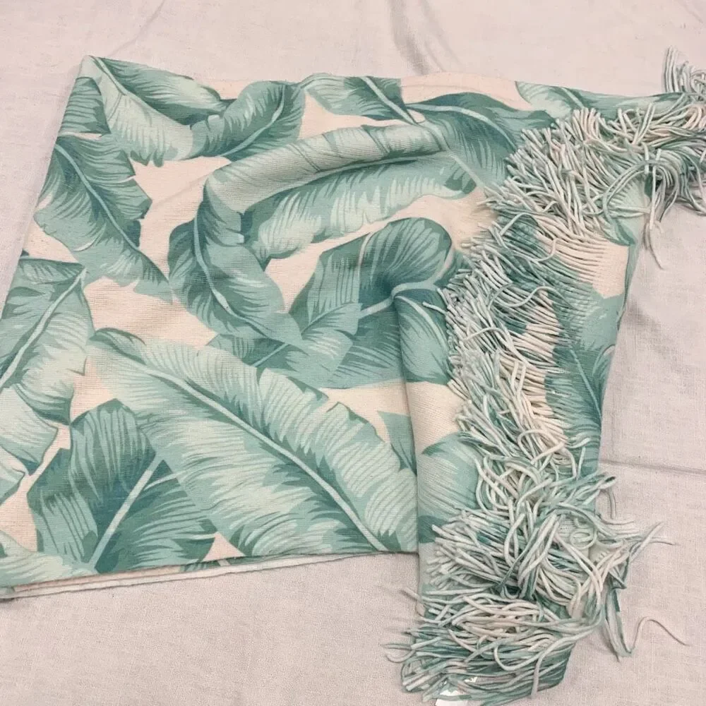 The Emily & Meritt Pottery Barn PB Teen Printed Palms Tropical soft Throw green